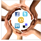 Hands representing email and social media